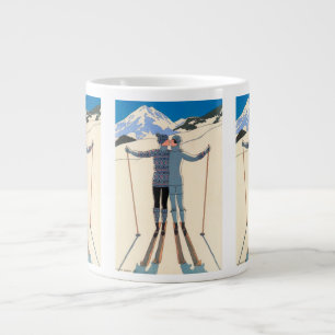 Vintage Art Deco, Lovers in Snow by George Barbier Large Coffee Mug