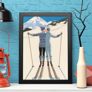 Vintage Art Deco, Lovers in Snow by George Barbier Poster