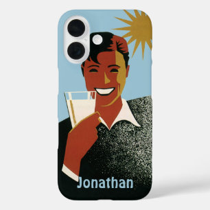 Vintage Art Deco Man, Cold Drinks in the Summer iPhone 16 Case