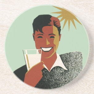 Vintage Art Deco Man, Cold Drinks in the Summer Coaster