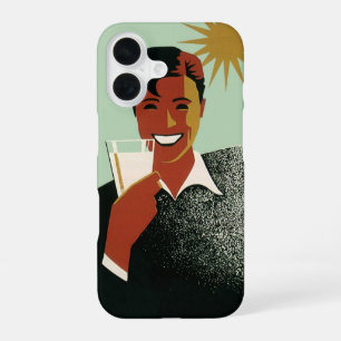 Vintage Art Deco Man, Cold Drinks in the Summer iPhone 16 Case