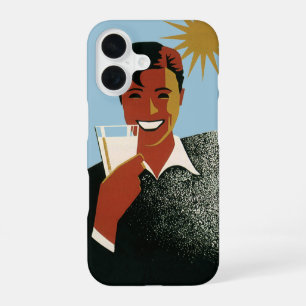 Vintage Art Deco Man, Cold Drinks in the Summer iPhone 16 Case