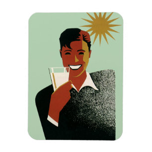 Vintage Art Deco Man, Cold Drinks in the Summer Magnet