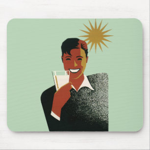 Vintage Art Deco Man, Cold Drinks in the Summer Mouse Pad