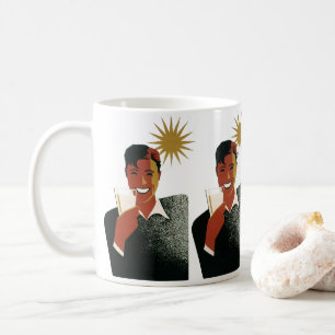 Vintage Art Deco, Man with Cocktail in the Sun Coffee Mug