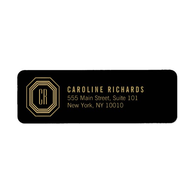 Vintage Art Deco Monogram Gold/Black (Front)