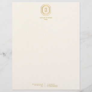 Vintage Art Deco Monogram Gold/Ivory Custom Letterhead
