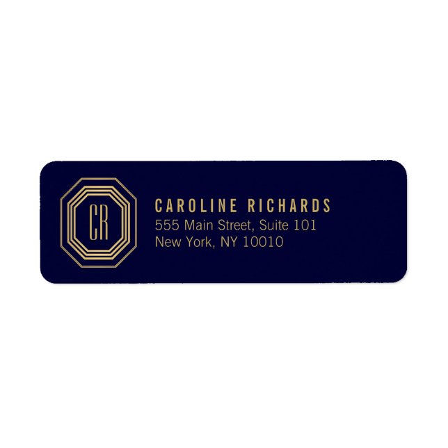 Vintage Art Deco Monogram Gold/Navy (Front)