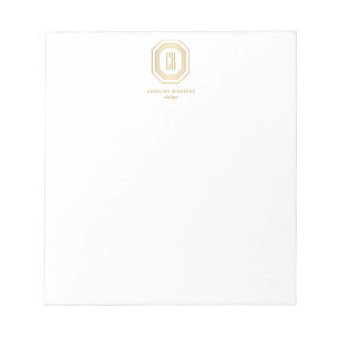 Vintage Art Deco Monogram Gold/White Notepad