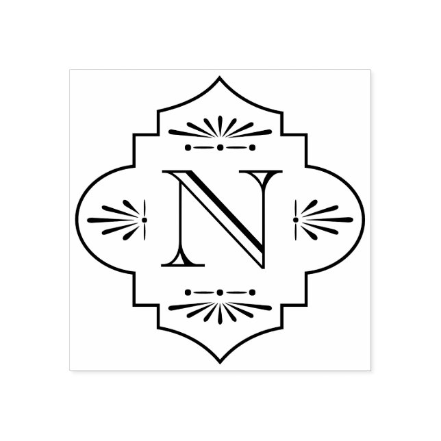 Vintage Art Deco Monogram Initial Rubber Stamp (Imprint)