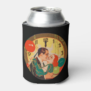 Vintage Art Deco New Year’s Eve Kiss Clock  Can Cooler