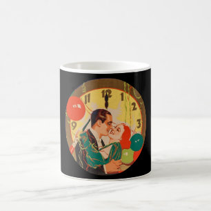 Vintage Art Deco New Year’s Eve Kiss Clock Coffee Mug
