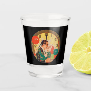 Vintage Art Deco New Year’s Eve Kiss Clock Shot Glass