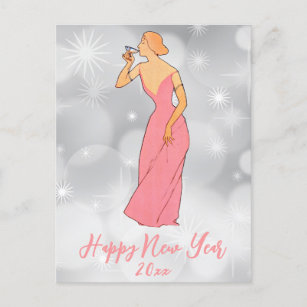 Vintage Art Deco New Years Eve Party Invitation Postcard