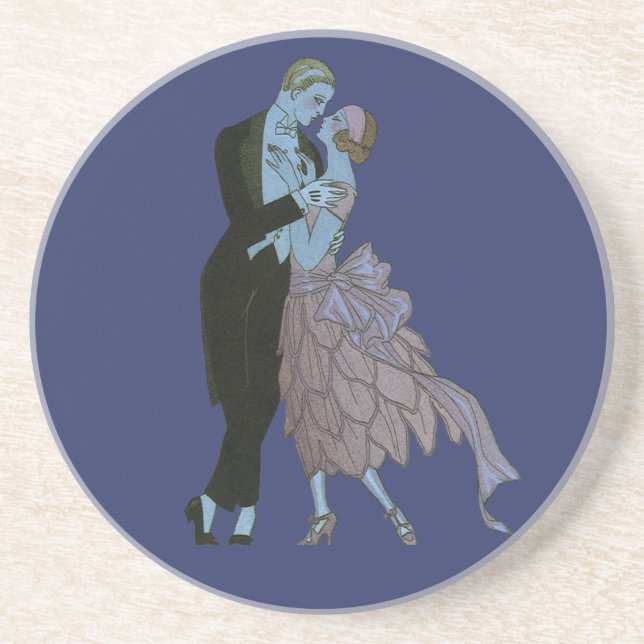 Vintage Art Deco Newlyweds, Love Wedding Dance Coaster (Front)