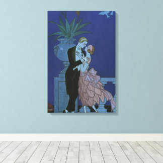 Vintage Art Deco Newlyweds, Oui by George Barbier Canvas Print