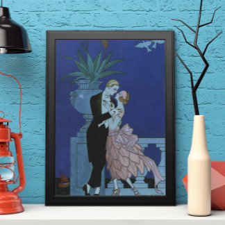 Vintage Art Deco Newlyweds, Oui by George Barbier Poster
