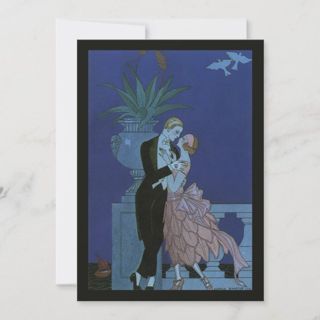 Vintage Art Deco Newlyweds Wedding Save the Date (Front)