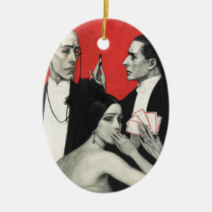 Vintage Art Deco Noir Mystery Poker Benda Art Ceramic Tree Decoration