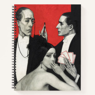 Vintage Art Deco Noir Mystery Poker Benda Art Notebook