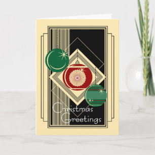 Vintage Art Deco Ornaments Christmas Card