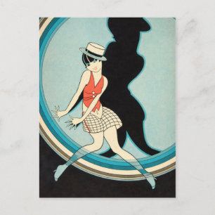 Vintage Art Deco - Para Todos - Flapper on Stage Postcard