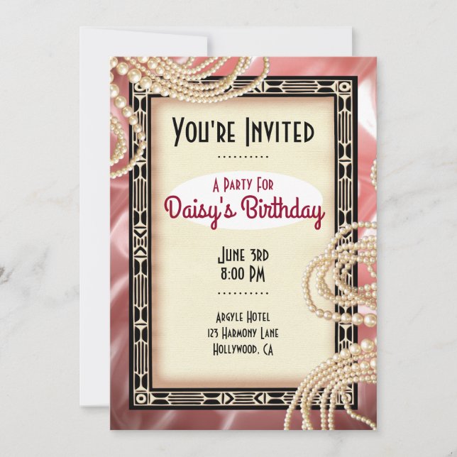 Vintage Art Deco Party Invitations  (Front)