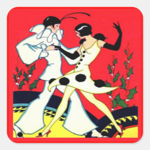 Vintage Art Deco Pierrot Dancers Stickers