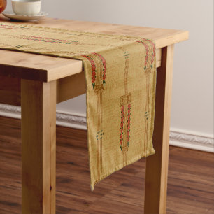 Vintage Art Deco Pink Flowers Pattern Short Table Runner