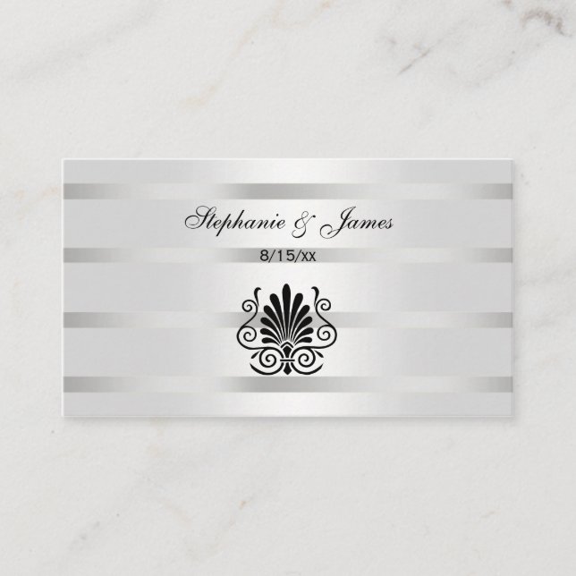 Vintage Art Deco Plume Black White Place Cards (Front)