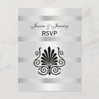 Vintage Art Deco Plume Black White RSVP 1