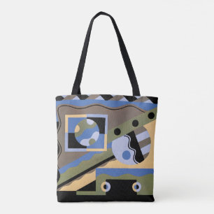 Vintage Art Deco Pochoir Jazz Cubism Pattern Tote Bag