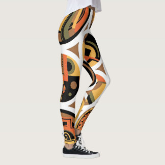 Vintage Art Deco Pochoir Jazz Geometric Circles Leggings