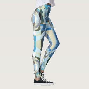 Vintage Art Deco Pochoir Jazz Geometric Shapes Leggings