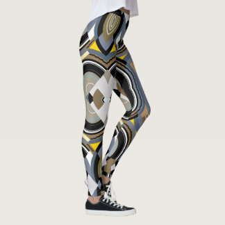 Vintage Art Deco Pochoir Jazz Geometric Shapes Leggings