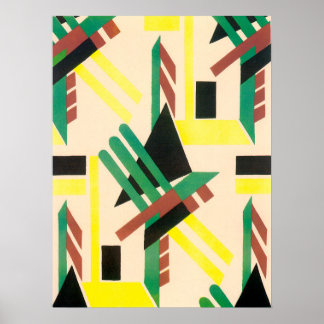 Vintage Art Deco Pochoir Jazz Geometric Shapes Poster