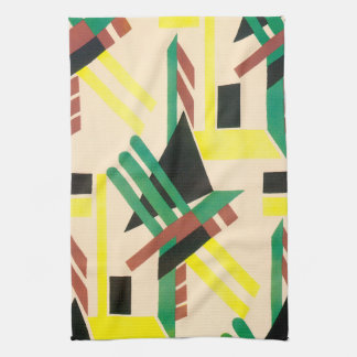 Vintage Art Deco Pochoir Jazz Geometric Shapes Tea Towel