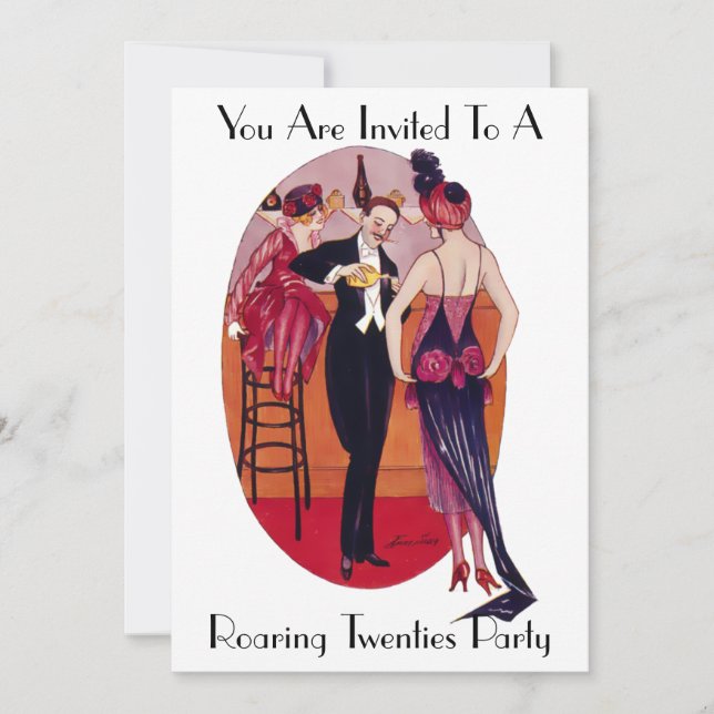 Vintage Art Deco Roaring 20's Invitation (Front)
