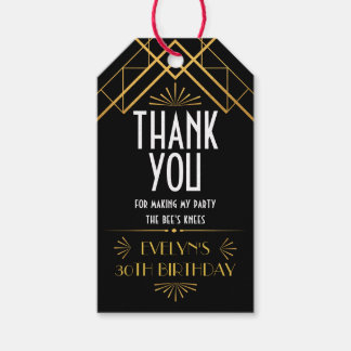 Vintage Art Deco Roaring 20s Party Favour Gift Tags