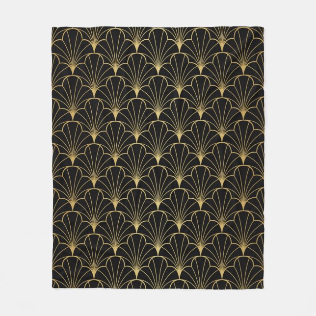 Vintage art deco seamless pattern fleece blanket (Front)