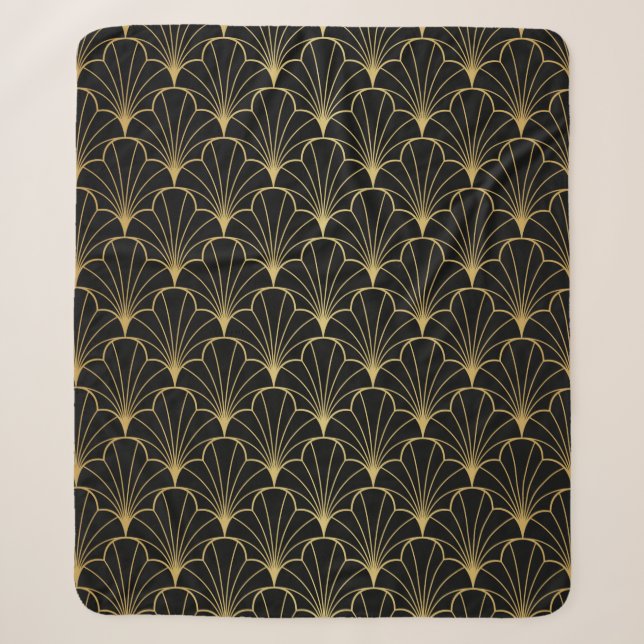 Vintage art deco seamless pattern sherpa blanket (Front)