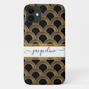 Vintage Art Deco Shell Pattern Gold and Black Case-Mate iPhone Case
