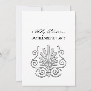 Vintage Art Deco Silver Plume Arabesque Invitation