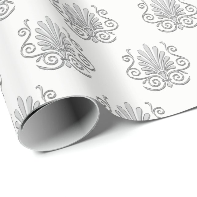 Vintage Art Deco Silver Plume Arabesque Wrapping Paper (Roll Corner)