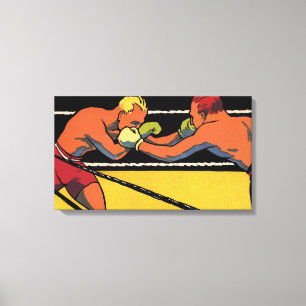 Vintage Art Deco Sports Boxing, Boxers Punching Canvas Print