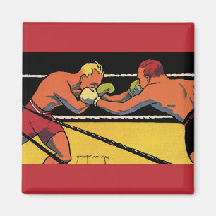 Vintage Art Deco Sports Boxing, Boxers Punching Magnet