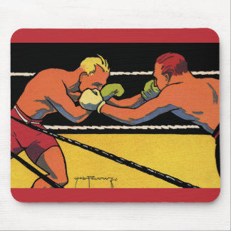 Vintage Art Deco Sports Boxing, Boxers Punching Mouse Pad