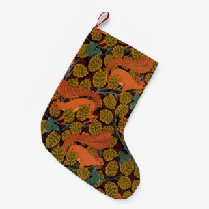 Vintage Art Deco Squirrel and Leaves Small Christmas Stocking