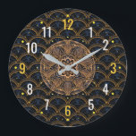 Vintage Art Deco Style - Gold Black Geometric Large Clock<br><div class="desc">Introducing a stunning Vintage Art Deco Style wall clock,  featuring a striking Gold Black Geometric design with clear numbers and hands. Perfect for any living room,  kitchen,  bedroom,  or office,  this clock is a timeless addition to any space. Its elegant and sophisticated appearance is sure to impress.</div>