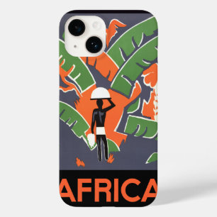 Vintage Art Deco Travel, Native in African Jungle Case-Mate iPhone 14 Case